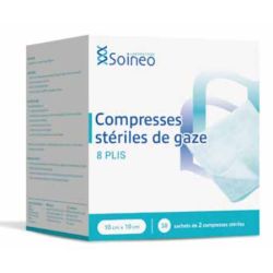 COMP STERILES Gaze 8 plis -13 fils - 10 x 10 cm - poch 2 /50